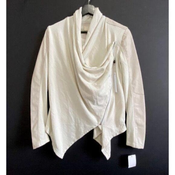 NWT BLANKNYC Faux Leather Mixed Media Zip Jacket, size XS - Picture 2 of 12